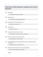 Final Exam 2024 Questions Questions & Correct Solutions