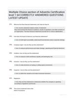 Multiple Choice section of Adventis Certification level 1 64 CORRECTLY ANSWERED QUESTIONS LATEST UPDATE