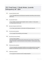 251 Final Exam 1 Study Notes Juvenile Delinquency - Q&A