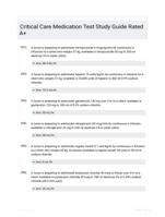 Critical Care Medication Test Study Guide Rated A+