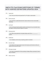 AMCA PTA Test EXAM QUESTIONS (91 TERMS) WITH VERIFIED DEFINITIONS UPDATED 2024