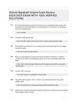 School Baseball Umpire Exam  Review 2024/2025  EXAM  WITH 100% VERIFIED  SOLUTIONS