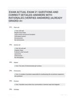 EXAM ACTUAL EXAM 21 QUESTIONS AND CORRECT DETAILED ANSWERS WITH RATIONALES (VERIFIED ANSWERS) |ALREADY GRADED A+