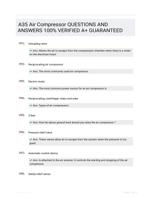 A35 Air Compressor QUESTIONS AND ANSWERS 100% VERIFIED A+ GUARANTEED