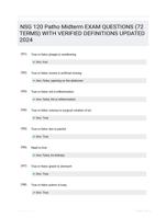 NSG 120 Patho Midterm EXAM QUESTIONS (72 TERMS) WITH VERIFIED DEFINITIONS UPDATED 2024