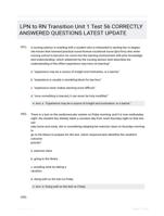 LPN to RN Transition Unit 1 Test 56 CORRECTLY ANSWERED QUESTIONS LATEST UPDATE