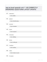 aqa as level spanish unit 1 145 CORRECTLY ANSWERED QUESTIONS LATEST UPDATE
