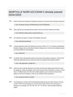 MARYVILLE NURS 623 EXAM 2 already passed 2024/2025