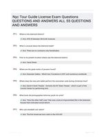 Nyc Tour Guide License Exam Questions QUESTIONS AND ANSWERS ALL 55 QUESTIONS AND ANSWERS