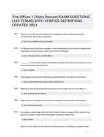 Fire Officer 1 (Ricky Rescue) EXAM QUESTIONS (449 TERMS) WITH VERIFIED DEFINITIONS UPDATED 2024