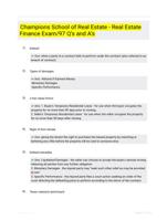 Champions School of Real Estate - Real Estate Finance Exam/97 Q�s and A�s