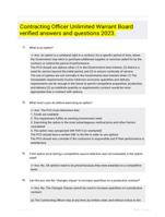 Contracting Officer Unlimited Warrant Board verified answers and questions 2023.