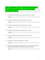 DCF Certification Test - Rules and Regulations for Facilities Questions and Answers 2023 (Verified Answers)