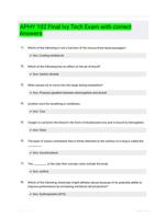 APHY 102 Final Ivy Tech Exam with correct Answers