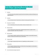 Jersey College Nutrition Midterm Review questions with correct answers