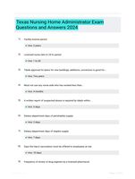 Texas Nursing Home Administrator Exam Questions and Answers 2024
