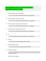 Sonography Patient Care Final Exam  Questions And Answers