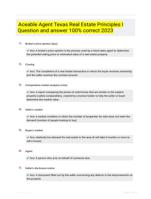 Aceable Agent Texas Real Estate Principles I Question and answer 100% correct 2023