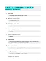 CHEM 120 Exam #1 QUESTIONS WITH CORRECT ANSWERS