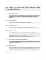 RBT EXAM 2024 Brief Unit 6 Btec Business level 3 Extended diploma