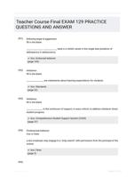 Teacher Course Final EXAM 129 PRACTICE QUESTIONS AND ANSWER