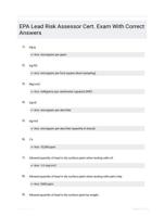 EPA Lead Risk Assessor Cert. Exam With Correct Answers