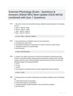 Exercise Physiology (Exam - Questions & Answers (Rated 98%) Best Update 2024) MCQS combined with Quiz 1 Questions