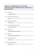 MEDICAL TERMINOLOGY TEST BANK QUESTIONS AND ANSWERS 100% VERIFIED A+ GUARANTEED