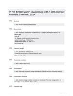 PHYS 1260 Exam 1 Questions with 100% Correct Answers | Verified 2024