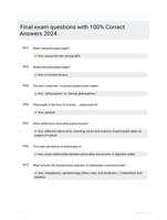 Final exam questions with 100% Correct Answers 2024