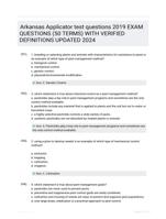Arkansas Applicator test questions 2019 EXAM QUESTIONS (50 TERMS) WITH VERIFIED DEFINITIONS UPDATED 2024