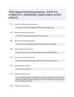 WGU Digital Marketing Science - D378 216 CORRECTLY ANSWERED QUESTIONS LATEST UPDATE