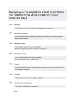 Marketing in The Digital Era  EXAM QUESTIONS (76 TERMS) WITH VERIFIED DEFINITIONS UPDATED 2024