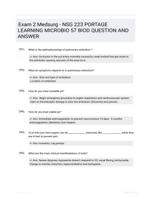 Exam 2 Medsurg - NSG 223 PORTAGE LEARNING  MICROBIO 57 BIOD QUESTION AND  ANSWER