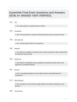 Essentials Final Exam Questions and Answers 2024( A+ GRADED 100% VERIFIED).