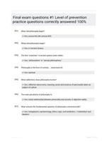 Final exam questions #1 Level of prevention practice questions correctly answered 100%