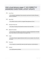 AQA a level physics paper 2 143 CORRECTLY ANSWERED QUESTIONS LATEST UPDATE
