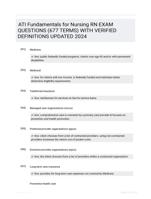 ATI Fundamentals for Nursing RN EXAM QUESTIONS (677 TERMS) WITH VERIFIED DEFINITIONS UPDATED 2024