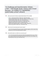 1G Challenge and transformation: Britain, c18511964 Breath Study: History AQA A level Revision. 24 CORRECTLY ANSWERED QUESTIONS LATEST UPDATE