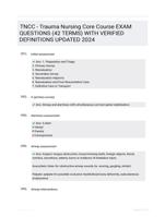 TNCC - Trauma Nursing Core Course EXAM QUESTIONS (42 TERMS) WITH VERIFIED DEFINITIONS UPDATED 2024