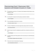 Pharmacology Exam 2 Rasmussen 2024 Questions and Detailed Answers| A+ Grade