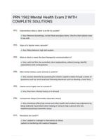 PRN 1562 Mental Health Exam 2 WITH COMPLETE SOLUTIONS