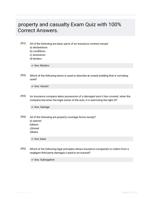 property and casualty Exam Quiz with 100% Correct Answers.