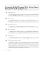 Edmentum End of Semester Test - World History Semester A Study Guide Graded A+