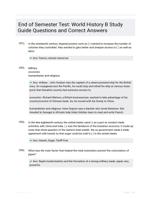 End of Semester Test: World History B Study Guide Questions and Correct Answers