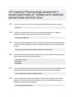 ATI Capstone Pharmacology assessment 1 EXAM QUESTIONS (57 TERMS) WITH VERIFIED DEFINITIONS UPDATED 2024