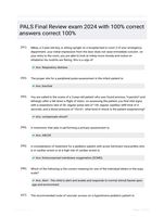 PALS Final Review exam 2024 with 100% correct answers correct 100%