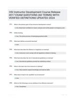 HSI Instructor Development Course Release 2017 EXAM QUESTIONS (60 TERMS) WITH VERIFIED DEFINITIONS UPDATED 2024