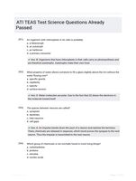ATI TEAS Test Science Questions Already Passed