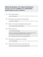 Maternal Newborn ATI, Maternal Newborn Proctor ATI 207 CORRECTLY ANSWERED QUESTIONS LATEST UPDATE